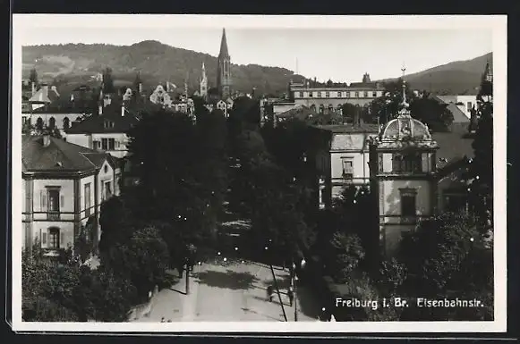 AK Freiburg i. Br., Eisenbahnstrasse