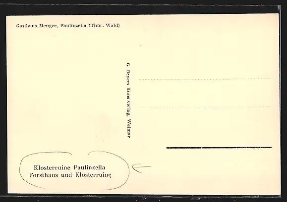 AK Paulinzella /Thür., Gasthaus Menger, Klosterruine Paulinzella