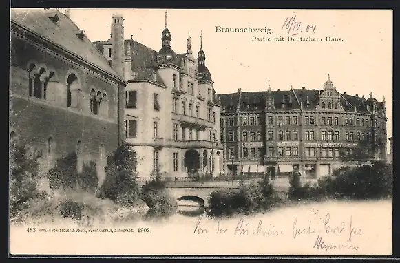 AK Braunschweig, Deutsches Haus mit Geschäften