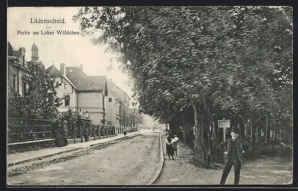 AK Lüdenscheid, Strassenpartie am Loher Wäldchen