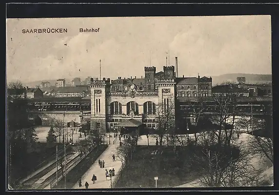 AK Saarbrücken, Der Bahnhof aus der Vogelschau