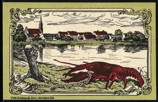 Notgeld Nörenberg 1920, 75 Pfennig, Hummer in Ketten