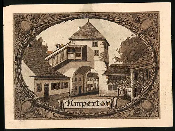 Notgeld Moosburg 1921, 25 Pfennig, Ampertor, Wappen