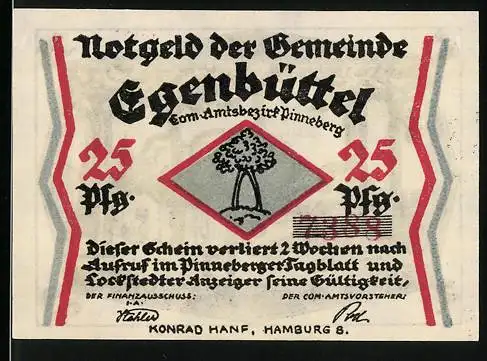 Notgeld Egenbüttel, 25 Pfennig, Schiess-Stätte