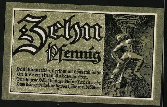 Notgeld Goslar 1920, 10 Pfennig, Wappen und Dukatenmännchen