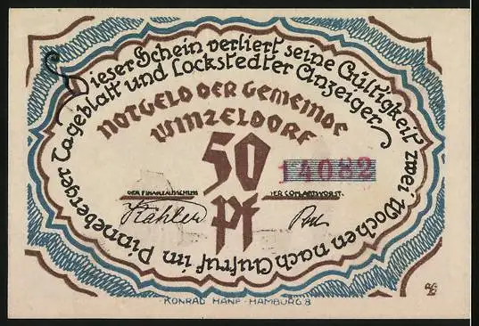 Notgeld Winzeldorf, 50 Pfennig, Hausmädchen wird von der Dame des Hauses zurechtgewiesen