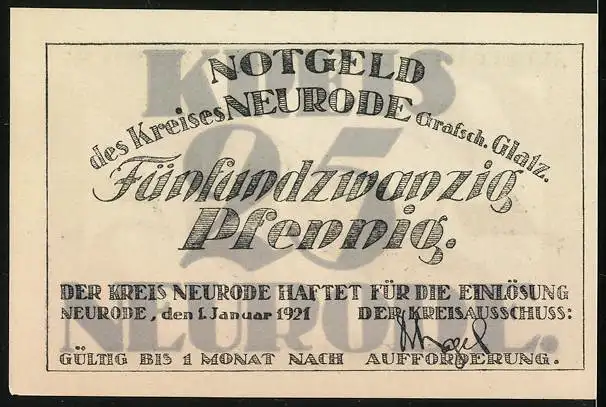 Notgeld Neurode Grafschaft Glatz 1921, 50 Pfennig, Fabrik