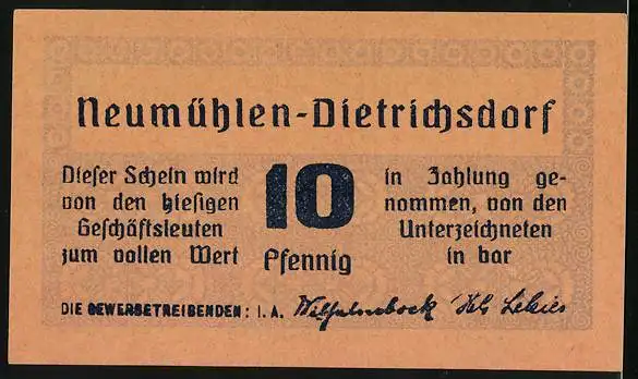 Notgeld Neumühlen-Dietrichsdorf 1922, 25 Pfennig, Frösche