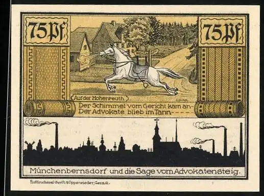 Notgeld Münchenbernsdorf 1921, 75 Pfennig, Auf der Hohenreuth, Der Mönch