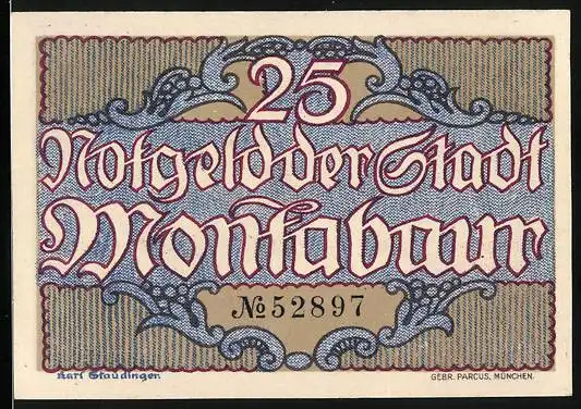 Notgeld Montabaur 1920, 25 Pfennig, Das Schloss