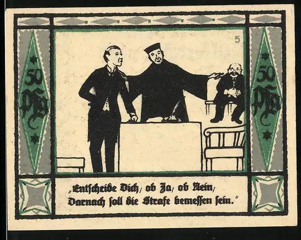Notgeld Mülsen St. Jacob 1921, 50 Pfennig, Im Gericht