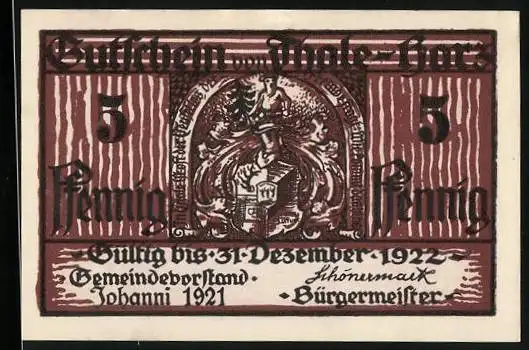 Notgeld Thale /Harz 1921, 5 Pfennig, Bergtheater
