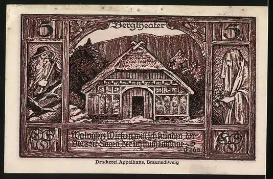 Notgeld Thale i. Harz 1921, 5 Pfennig, Bergtheater