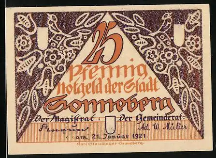 Notgeld Sonneberg 1921, 25 Pfennig, Mädchen mit Mann in Faschingskostümen