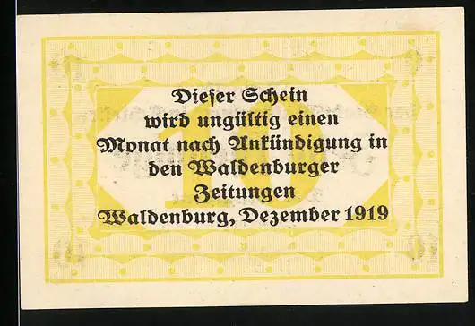 Notgeld Waldenburg i. Schlesien 1919, 10 Pfennig