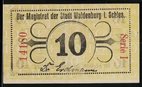 Notgeld Waldenburg i. Schlesien, 10 Pfennig