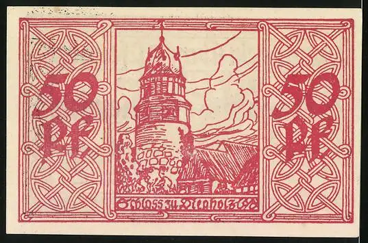 Notgeld Diepholz 1920, 50 Pfennig, Wappen und Kirche