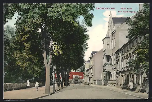 AK Grossenhain / Sachsen, Strassenpartie Promenade