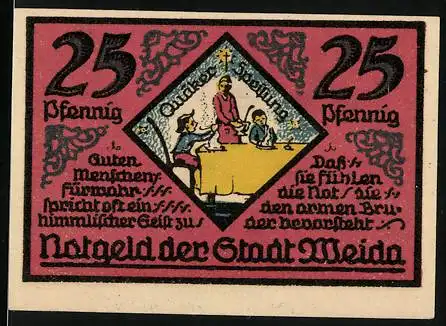 Notgeld Weida 1921, 25 Pfennig, Quäker-Speisung