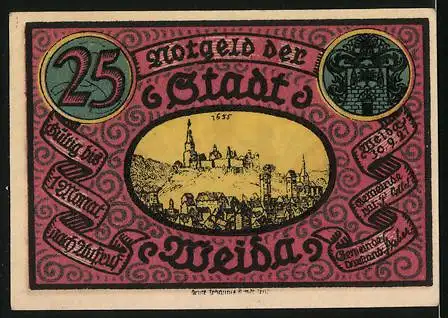 Notgeld Weida 1921, 25 Pfennig, Quäker-Speisung