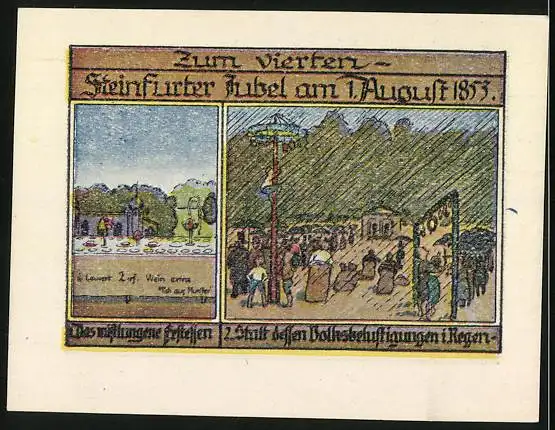 Notgeld Burgsteinfurt 1921, 50 Pfennig, Rotes Haus, Steinfurter Jubel am 1. August 1853, Wappen