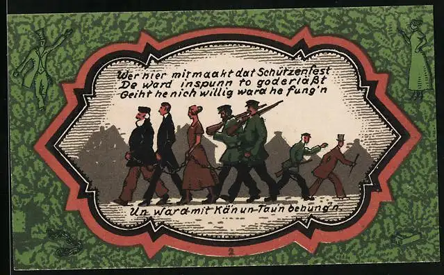 Notgeld Wildeshausen i. Oldenburg 1921, 50 Pfennig, Alexanderkirche, Gefangene werden in Ketten abgeführt