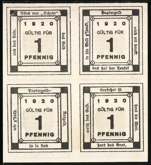 Notgeld Kitzingen a. M. 1920, 1 Pfennig, Wappen
