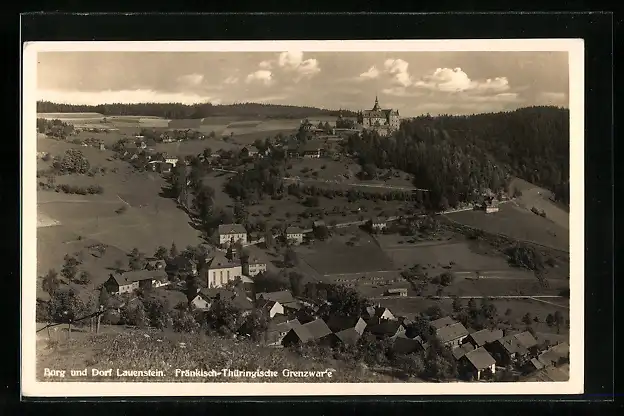 AK Lauenstein / Ofr., Ortsansicht mit Burg, Fränkisch-Thüringische Grenzwarte
