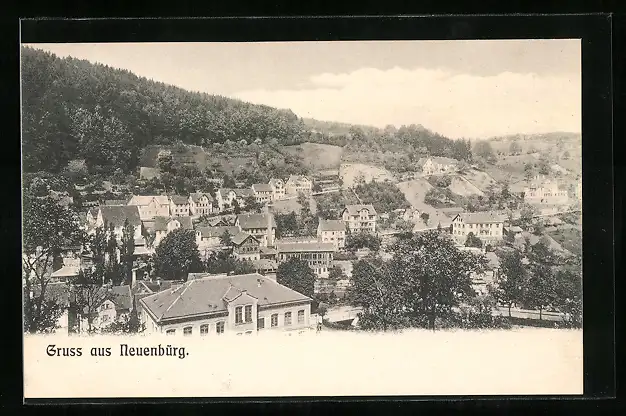AK Neuenbürg / Württ., Ortsansicht aus der Vogelschau