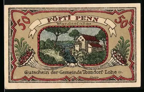 Notgeld Tonndorf-Lohe 1921, 50 Pfennig, Wandsefall