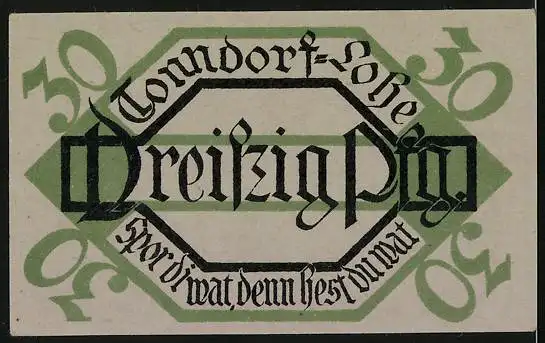 Notgeld Tonndorf-Lohe 1921, 30 Pfennig, Alter Grenzstein