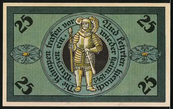 Notgeld Torgau 1921, 25 Pfennig, Kirche, Ritter mit Streitkeule