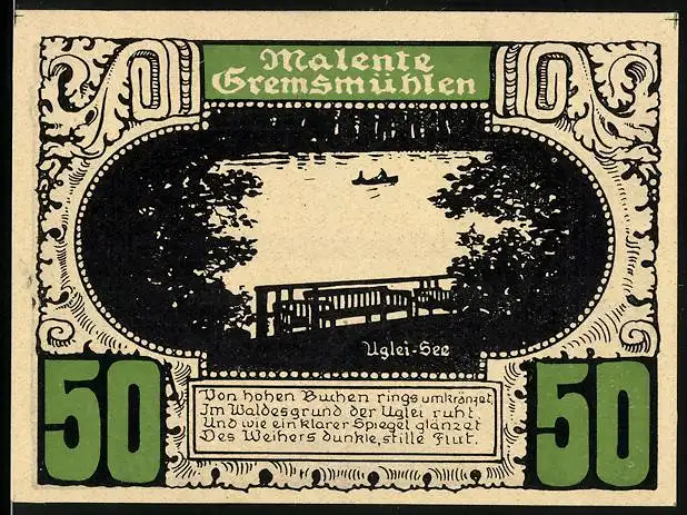 Notgeld Malente-Gremsmühlen, 50 Pfennig, Uglei-See