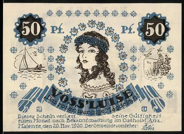 Notgeld Malente 1920, 50 Pfennig, Voss Luise, Dieksee