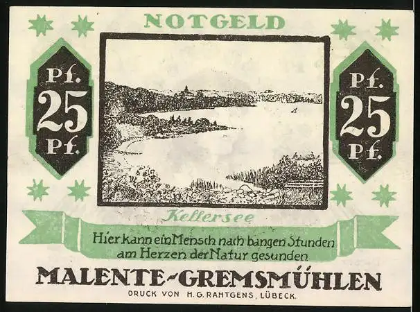 Notgeld Malente 1920, 25 Pfennig, Voss Luise, Kellersee