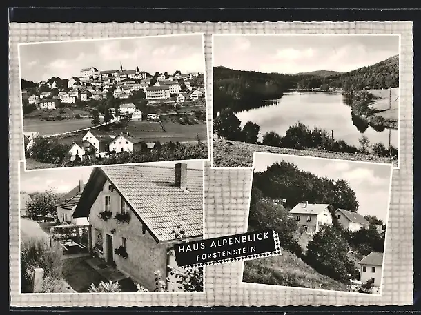 AK Fürstenstein / bayr. Wald, Ortsansicht, Rottauer See und Haus Alpenblick