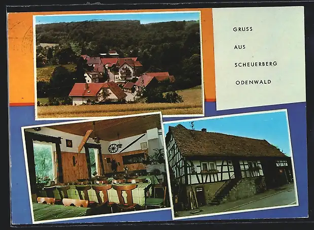 AK Scheuerberg /Odenwald, Gasthaus zum Steinschloss, Ortsansicht