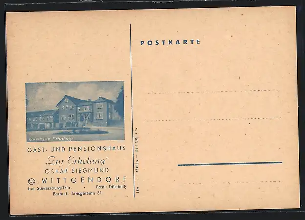 AK Wittgendorf / Thüringer Wald, Gasthaus Zur Erholung O. Siegmund