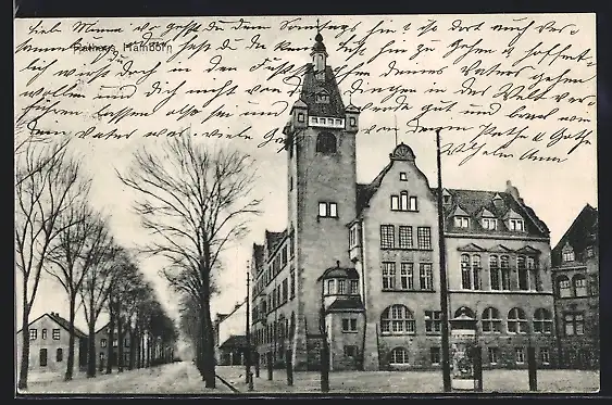AK Hamborn / Duisburg, Rathaus mit Strasse