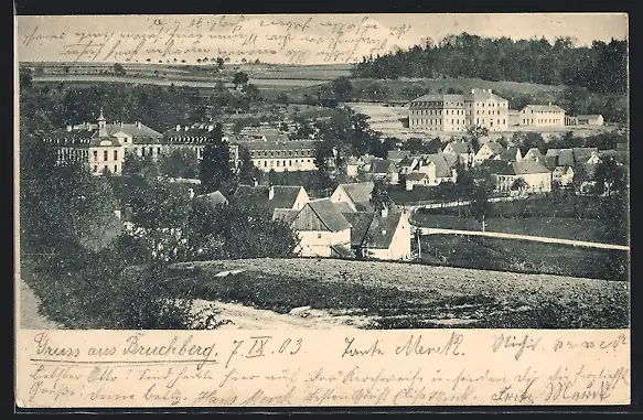 AK Bruckberg / Mfr., Ortsansicht aus der Vogelschau