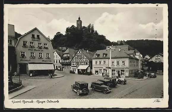 AK Berneck / Fichtelgebirge, Hotel Bube am Marktplatz, Feinkost & Zigarrengeschäft, Laden von Christoph Weigand