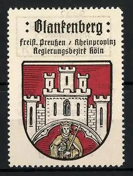 Reklamemarke Blankenberg, Freistaat Preussen, Rheinprovinz, Regierungsbezirk Köln, Wappen