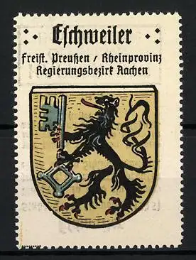 Reklamemarke Eschweiler, Freistaat Preussen, Rheinprovinz, Regierungsbezirk Aachen, Wappen