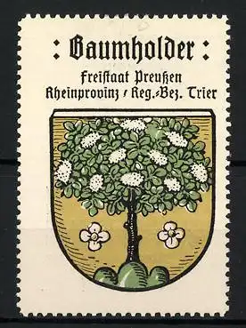 Reklamemarke Baumholder, Freistaat Preussen, Rheinprovinz, Reg.-Bez. Trier, Wappen