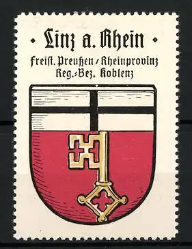 Reklamemarke Linz a. Rhein, Freistaat Preussen, Rheinprovinz, Reg.-Bez. Koblenz, Wappen