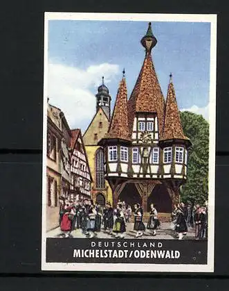 Reklamemarke Michelstadt / Odenwald, Anwoher in Trachtenkleidung