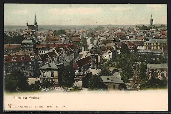 AK Weimar / Thür., Ortspanorama aus der Vogelschau