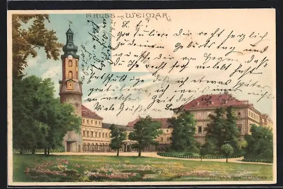 Lithographie Weimar / Thür., Grossherzogliches Residenzschloss