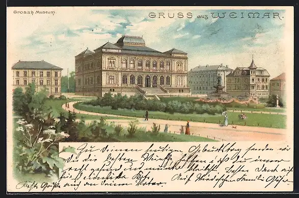 Lithographie Weimar / Thür., Grossherzogliches Museum