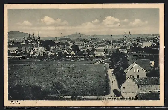 AK Fulda, Teilansicht mit Kirche